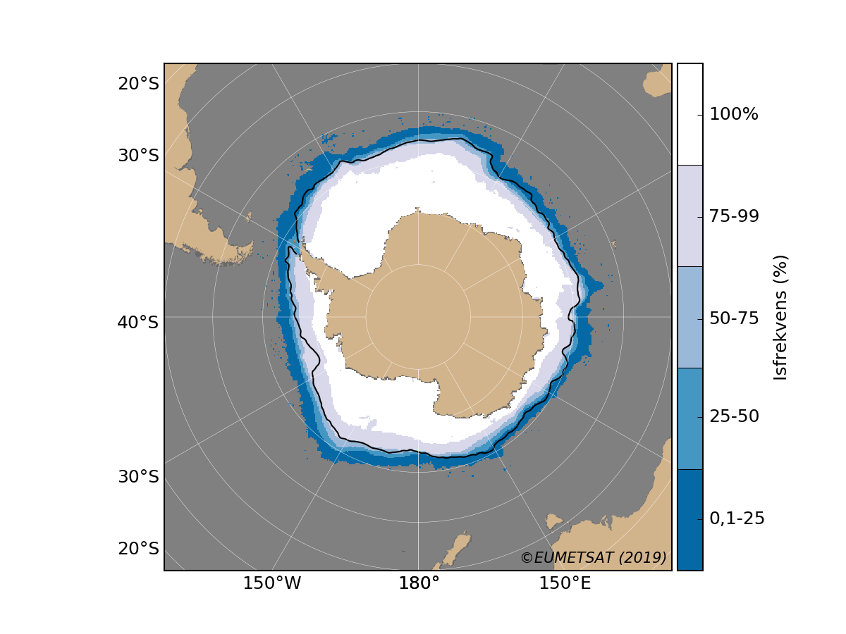 Antarktis isfrekvens for september