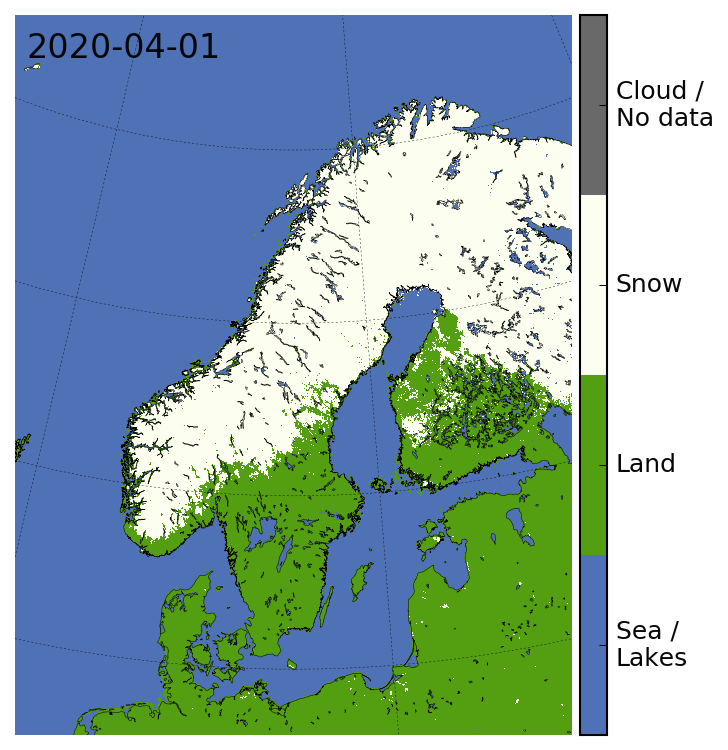 Snow cover map for Norway 2020.04.01