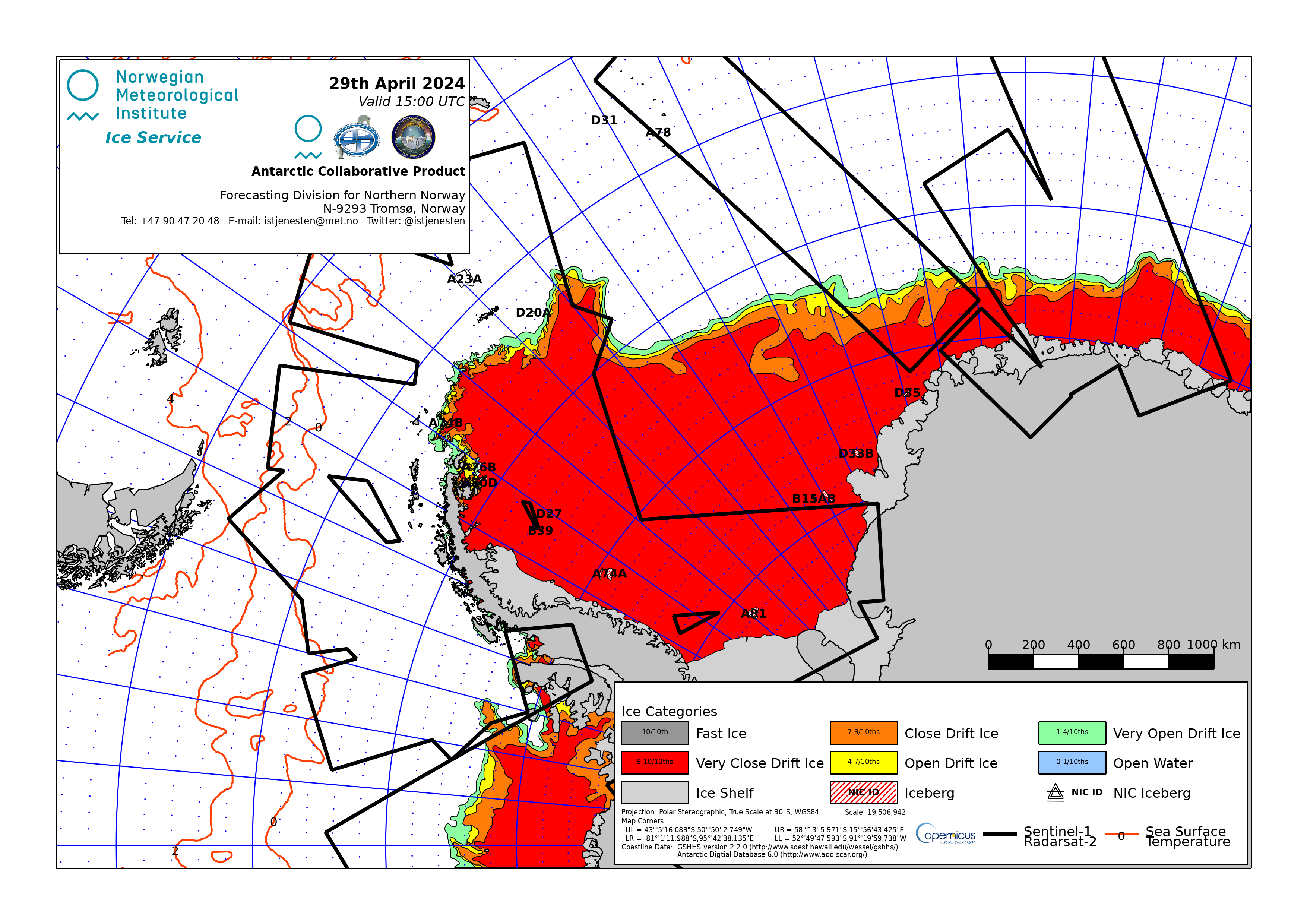 Latest ice map: Antarctic Peninsula & Weddell Sea