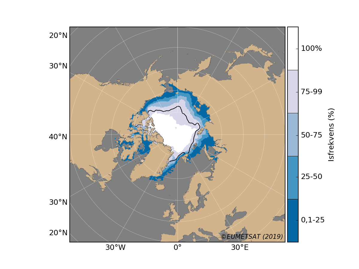 Arktis isfrekvens for september