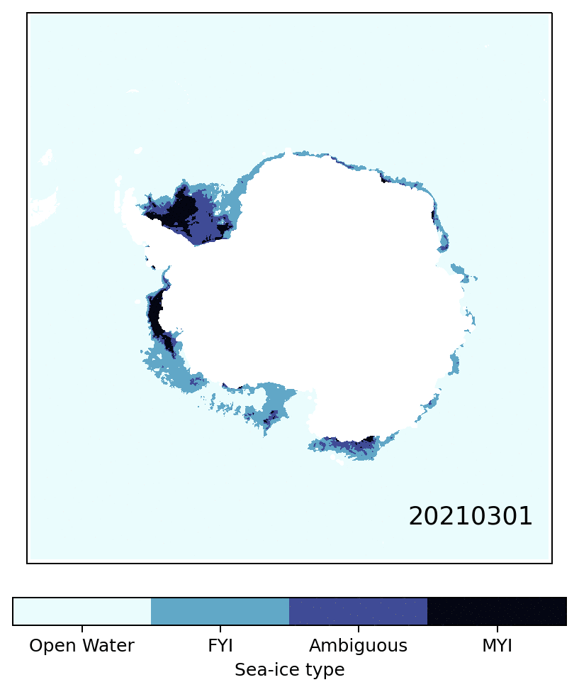 "Sea-ice type in the Southern Hemisphere from March to August 2021"